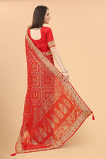 Designer Red Georgette Silk Saree