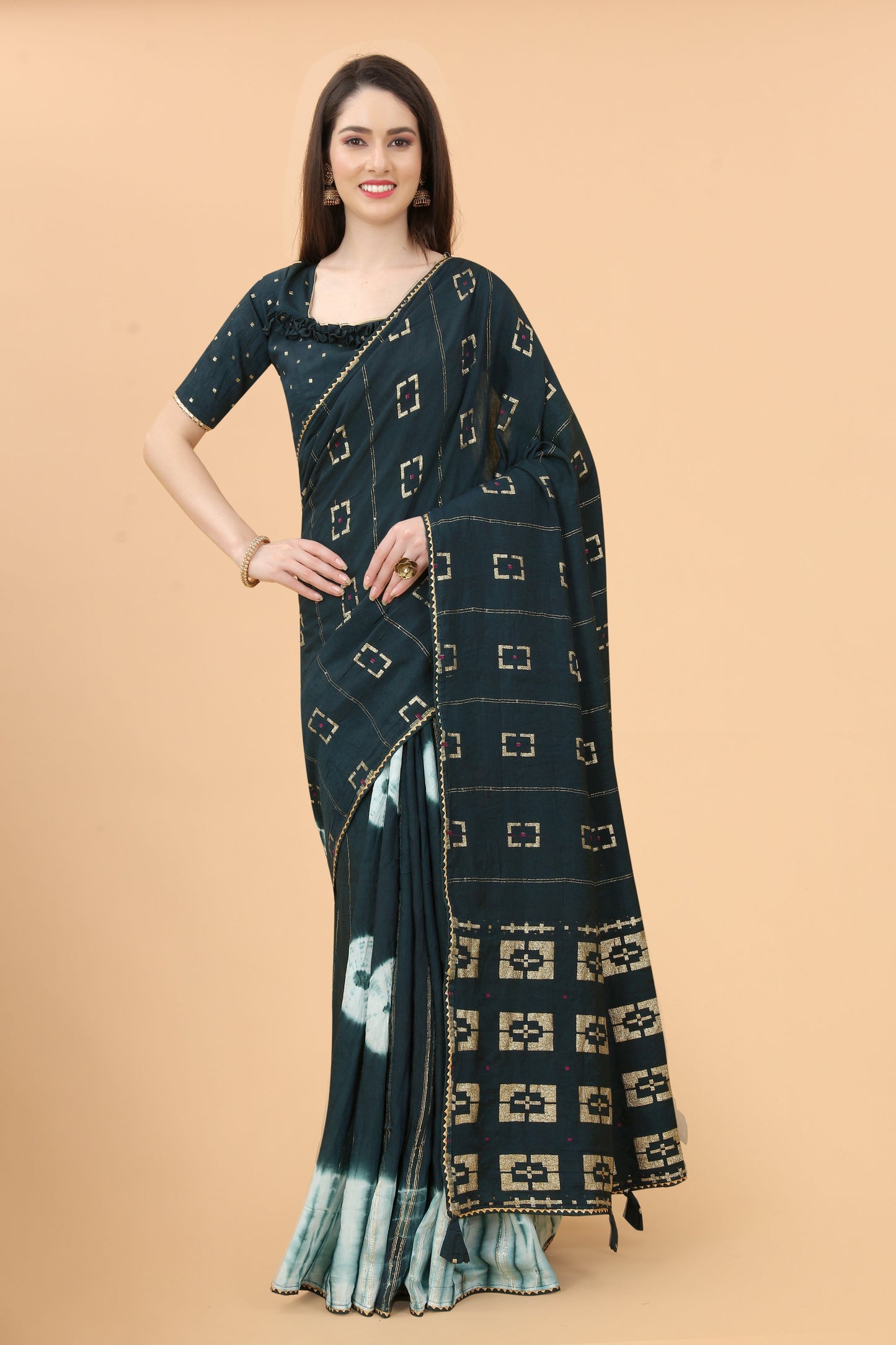 Designer Shibori Silk Multi Colour Saree