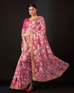 Designer Pink Colour Gota-Patti Silk Saree