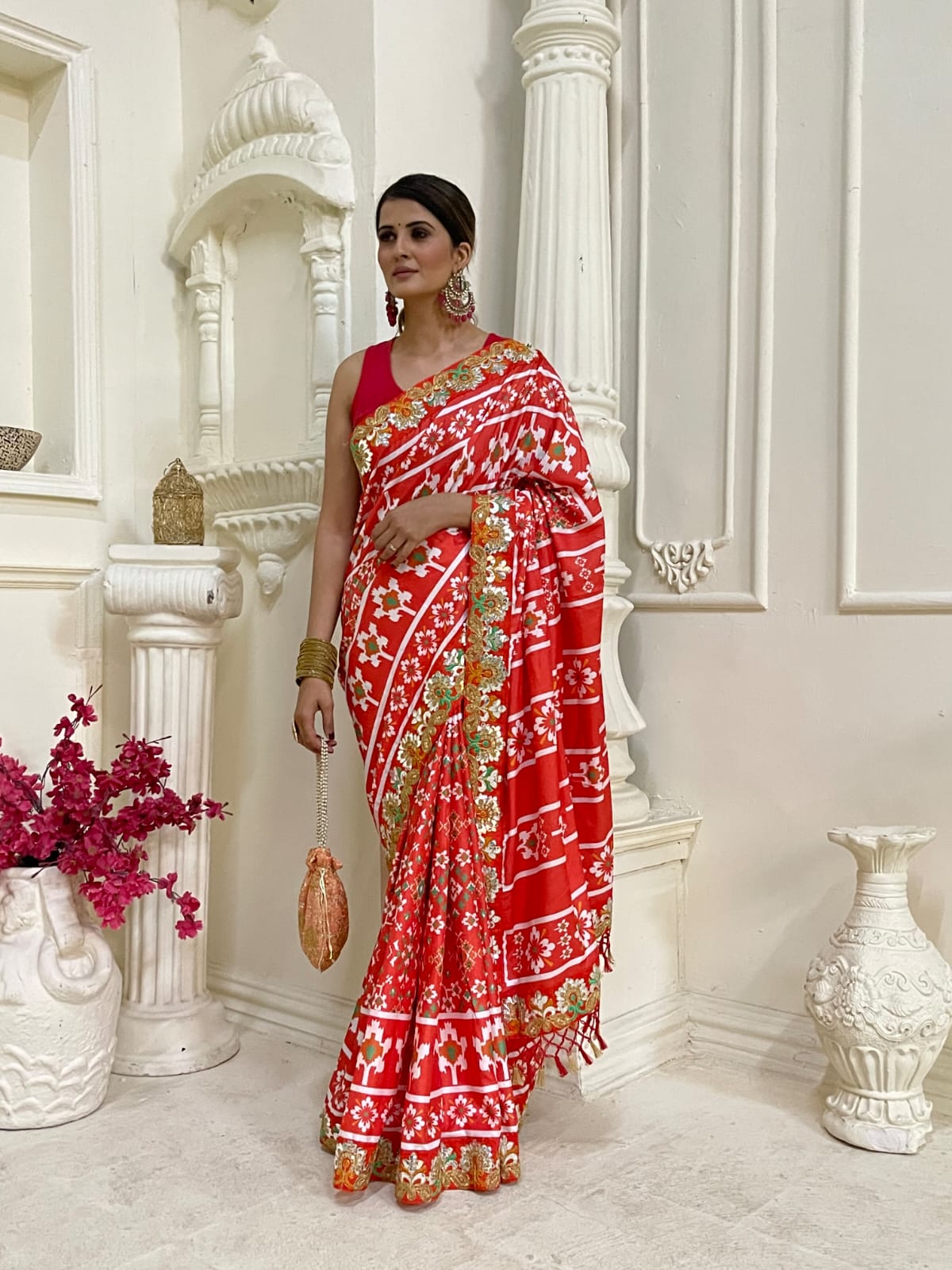 Designer Red Patola Silk Saree