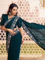 Bollywood Style Bottle Green Silk Saree