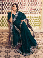 Bollywood Style Bottle Green Silk Saree