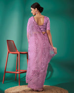 Designer Light Purple Organza Silk Saree