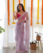 Beautiful Purple Gota Work Soft Organza Silk Saree