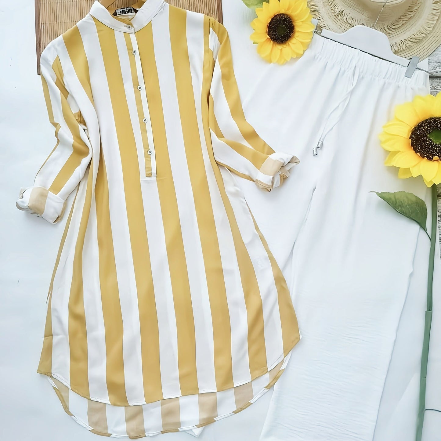 Tiffany Yellow Line Kurti and Palazzo